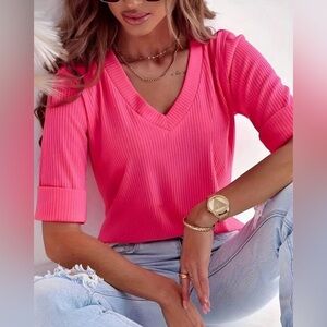 SHEIN CURVE 5XL (22) Rib-Knit shirt